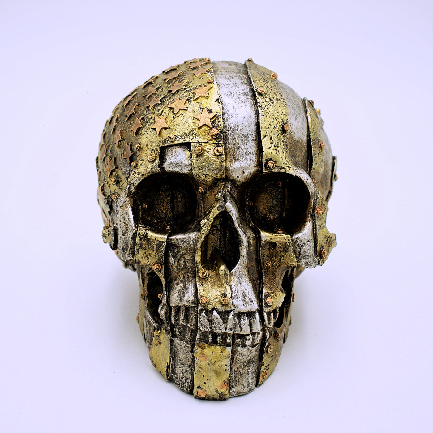 Metallic American Flag Skull Sculpture - The Cranio Collections