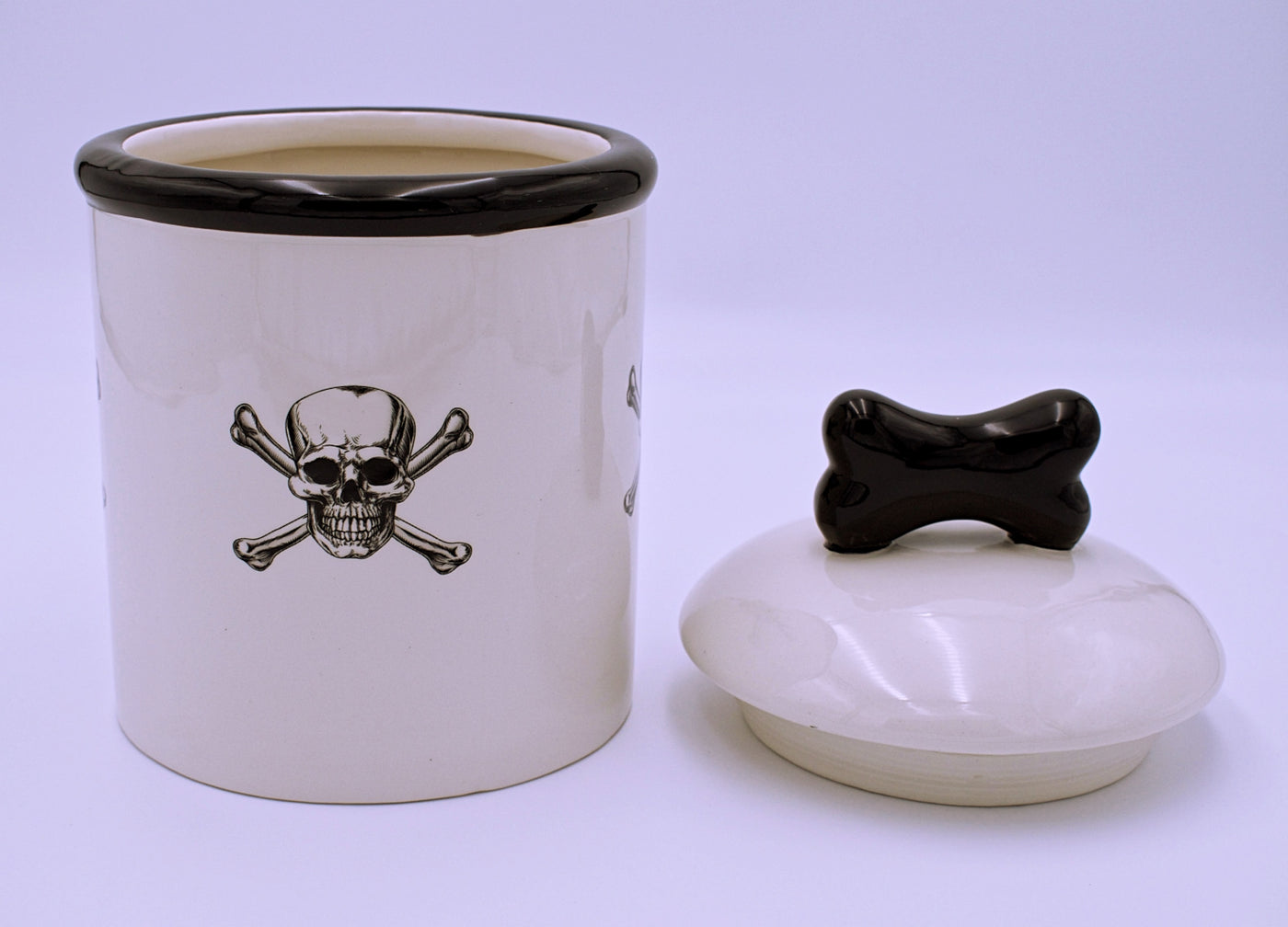 Skull and Crossbones Ceramic Pet Treat Container - The Cranio Collections