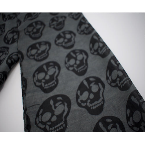 Grey Cotton Blend Skull Scarf - The Cranio Collections
