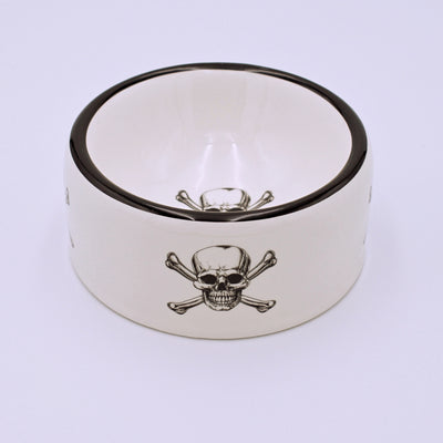 Skull and Crossbones Ceramic Small Pet Bowl - The Cranio Collections