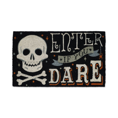 "Enter If You Dare." Skull Design Natural Fiber Doormat - The Cranio Collections