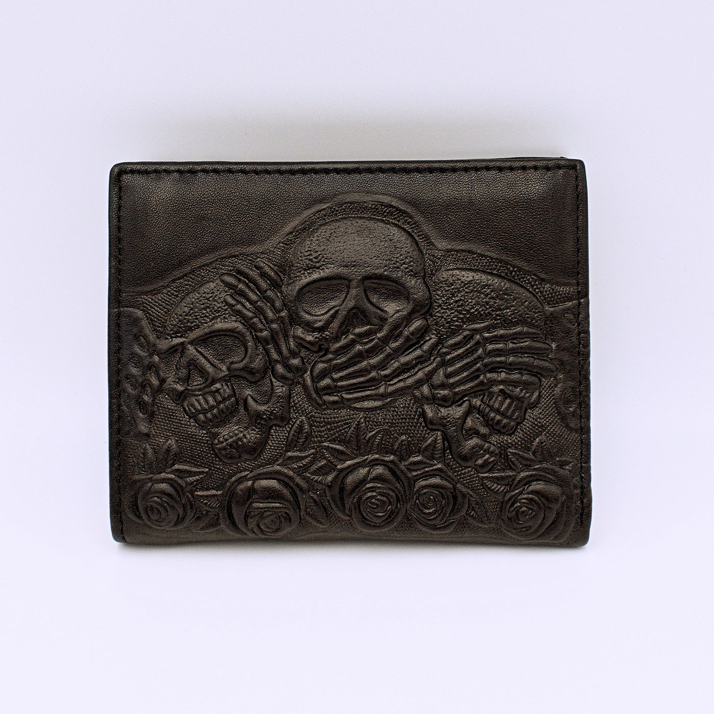 Skull and Roses Embossed Leather Wallets - The Cranio Collections