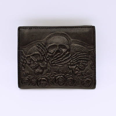 Skull and Roses Embossed Leather Wallets - The Cranio Collections