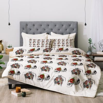 Iveta Abolina Skull and Roses Comforter Set - The Cranio Collections