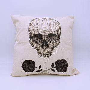 Skull and Roses Throw Pillow Cover with Insert - The Cranio Collections
