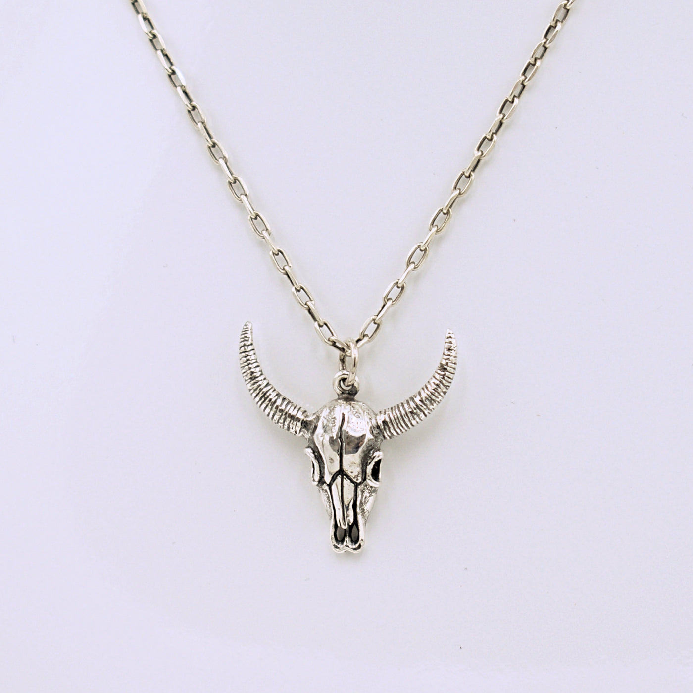 Sterling Silver Cow Skull Pendant with Chain - The Cranio Collections