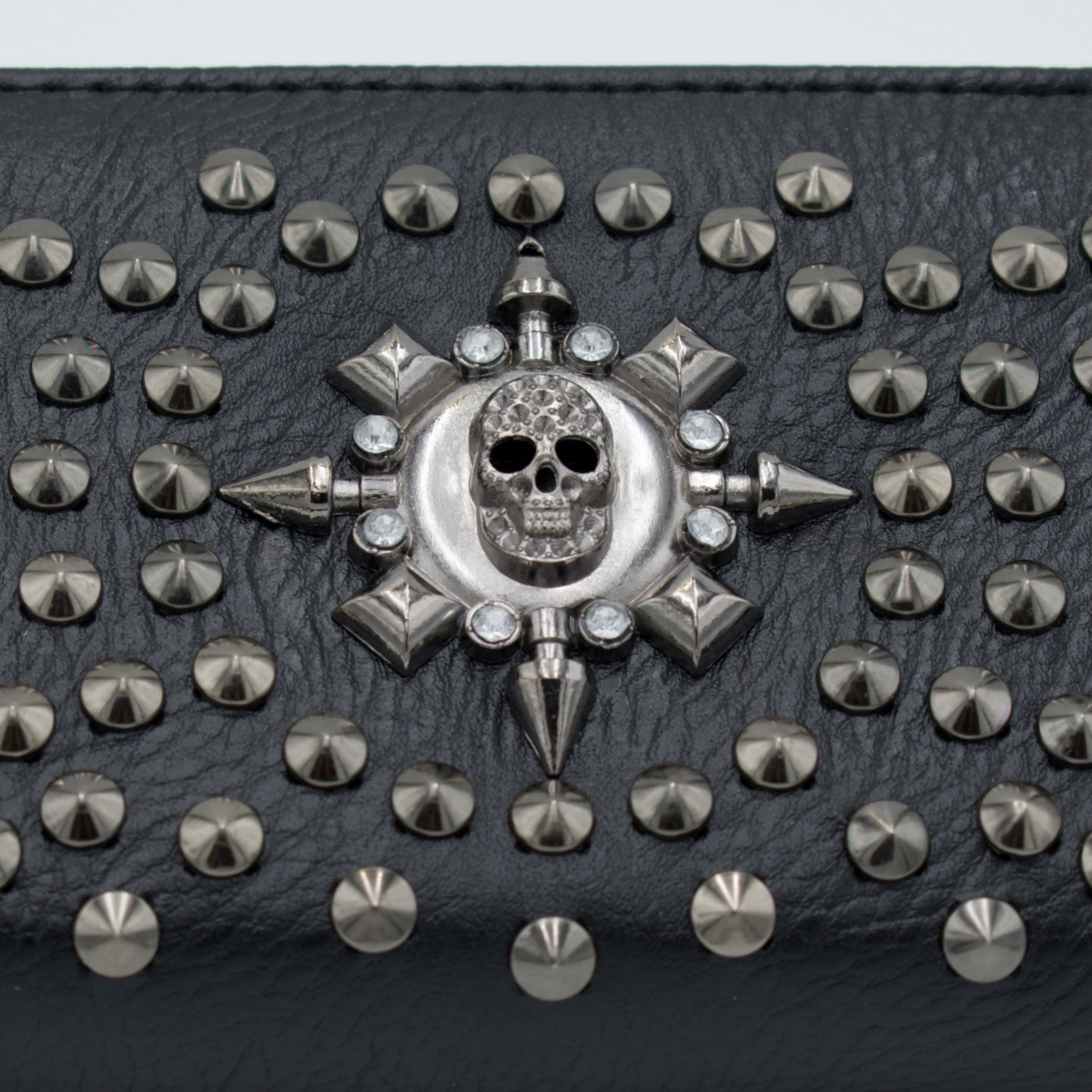 Studded Skull Emblem Zippered Wallet - The Cranio Collections