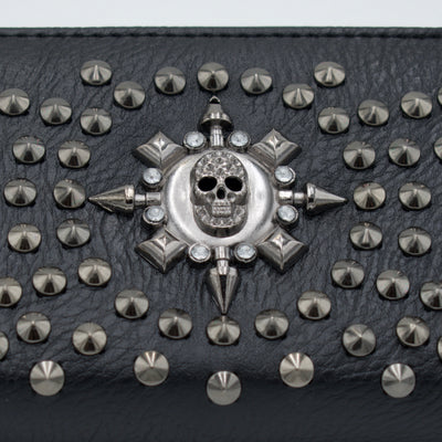 Studded Skull Emblem Zippered Wallet - The Cranio Collections