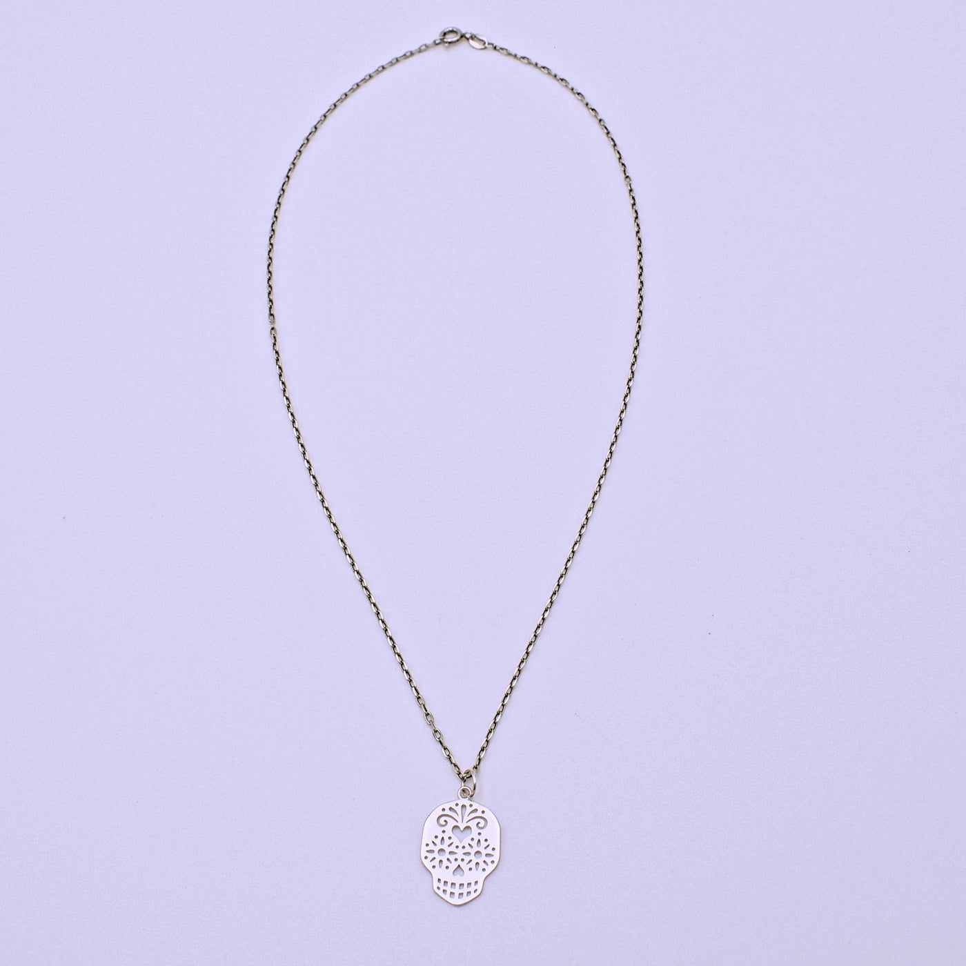 Sterling Silver Sugar Skull Charm Pendant with Chain - The Cranio Collections