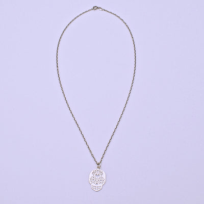 Sterling Silver Sugar Skull Charm Pendant with Chain - The Cranio Collections