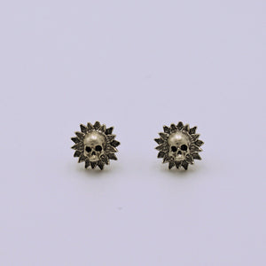 Sterling Silver Sunflower Skull Earrings - The Cranio Collections