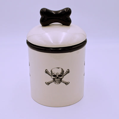 Skull and Crossbones Ceramic Pet Treat Container - The Cranio Collections