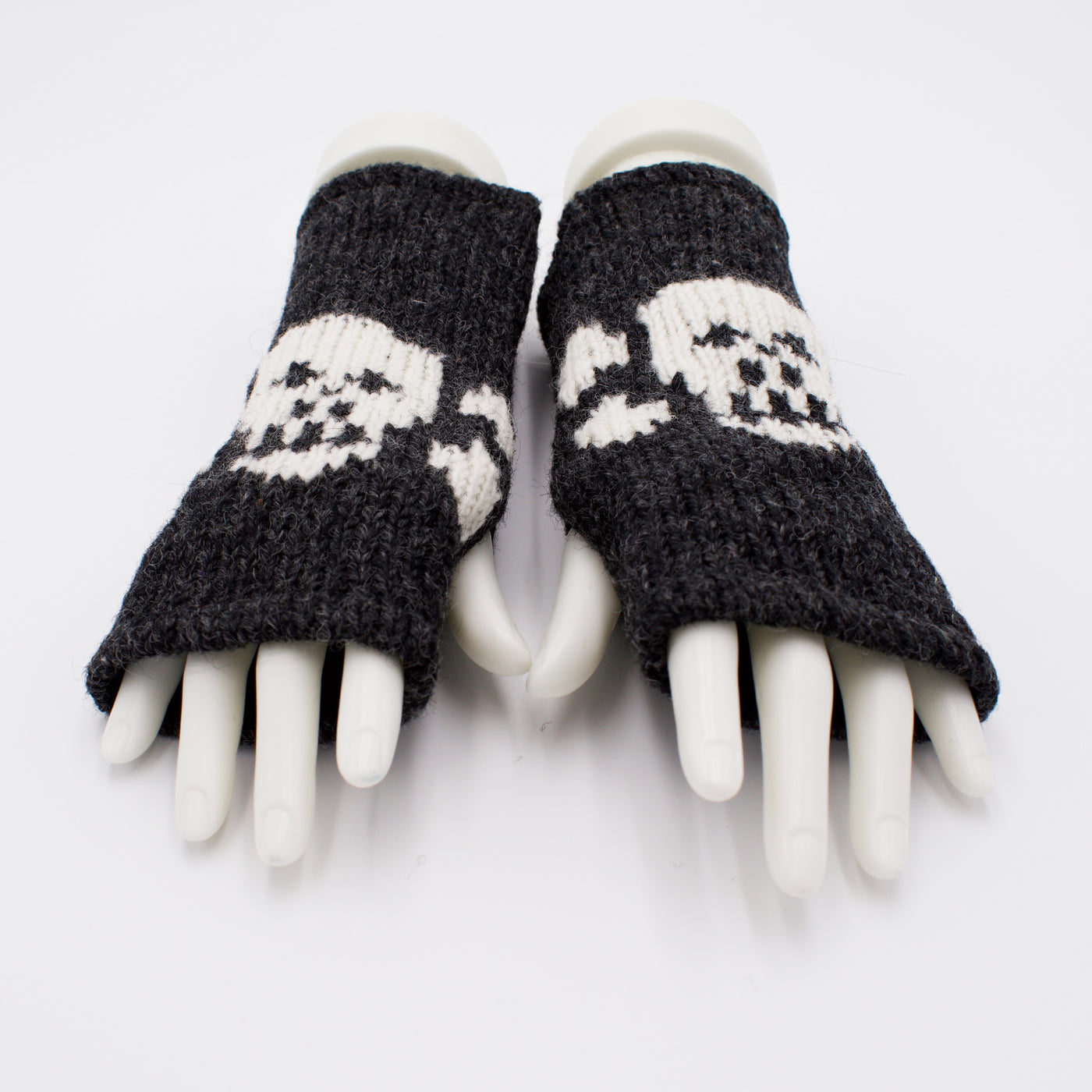 Yak & Yeti Fleece Lined Wool Skull Fingerless Gloves