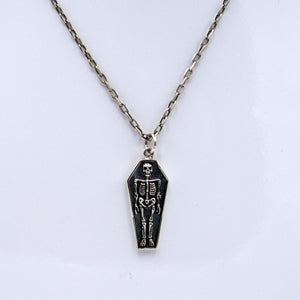 Sterling Silver Skeleton Coffin Pendant w/ Chain - The Cranio Collections