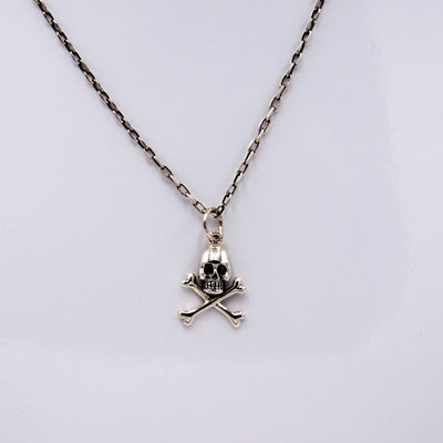 Sterling Silver Skull and Crossbones Pendant with Chain - The Cranio Collections